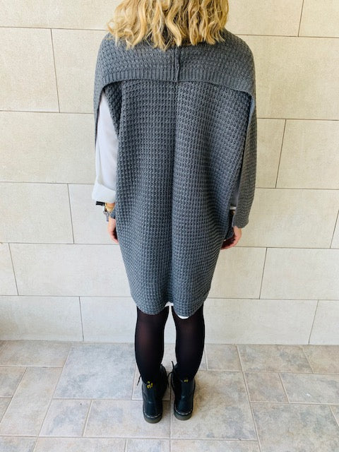 Charcoal Shawl Knit Vest