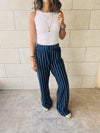 Navy Striped Loose Pants