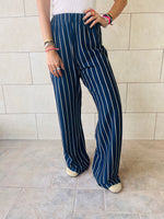 Navy Striped Loose Pants