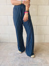 Navy Striped Loose Pants