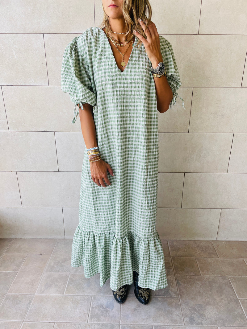 Olive Checkered Dress