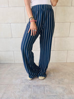 Navy Striped Loose Pants