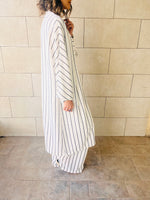 White Striped Loose Kimono