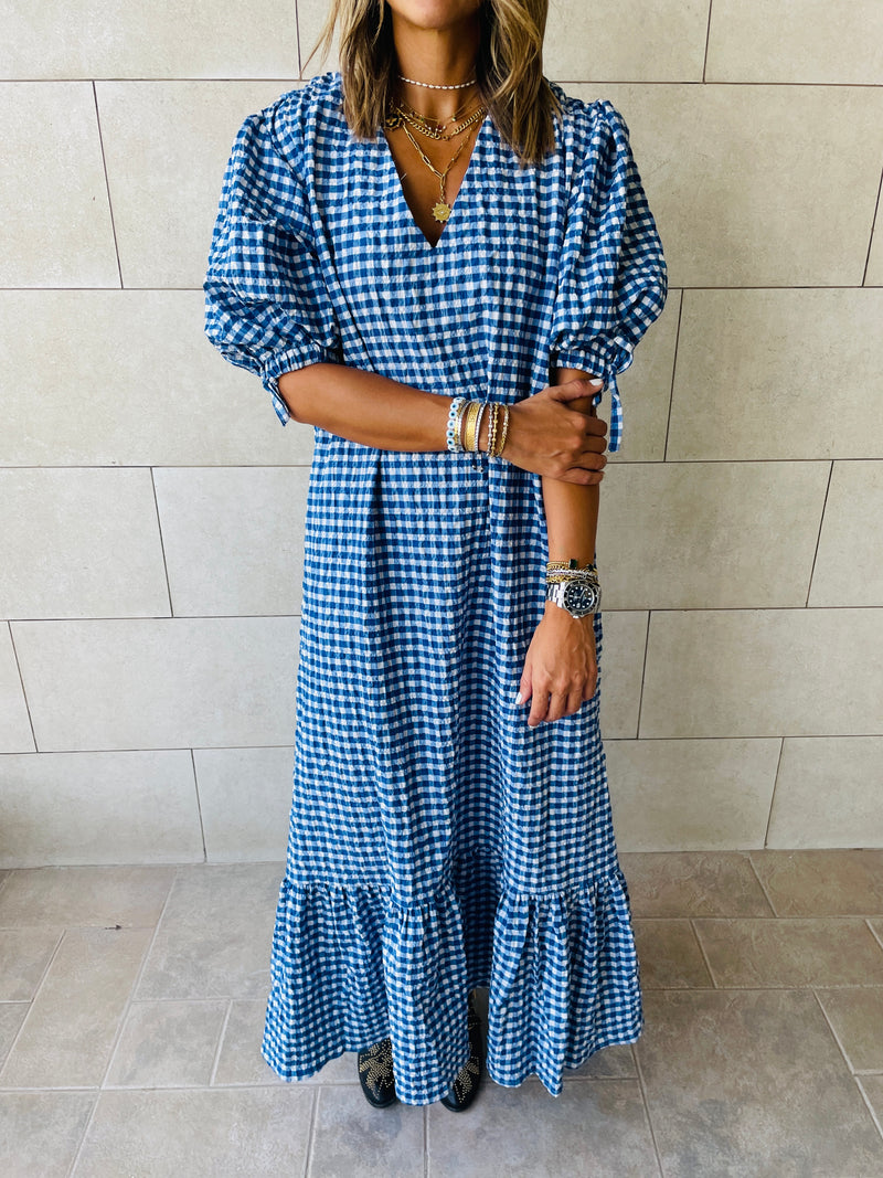 Blue Checkered Dress