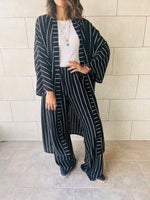 Black Striped Loose Kimono