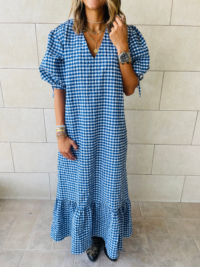 Blue Checkered Dress