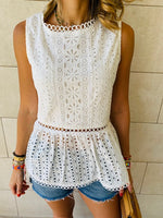 White Eyelet Broiderie Top