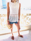 White Eyelet Broiderie Top