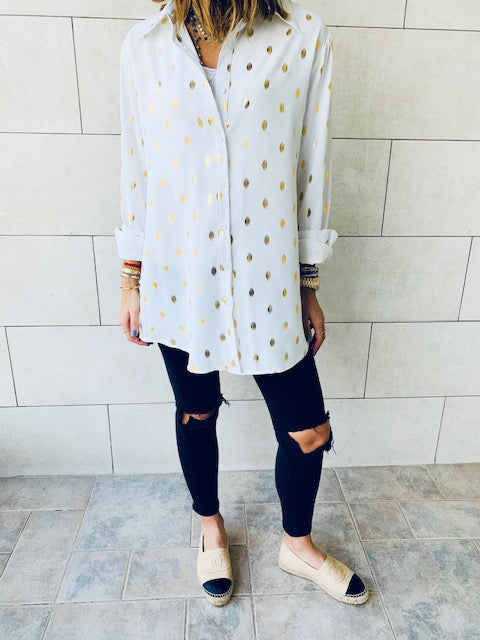 White Gold Leaf Shirt