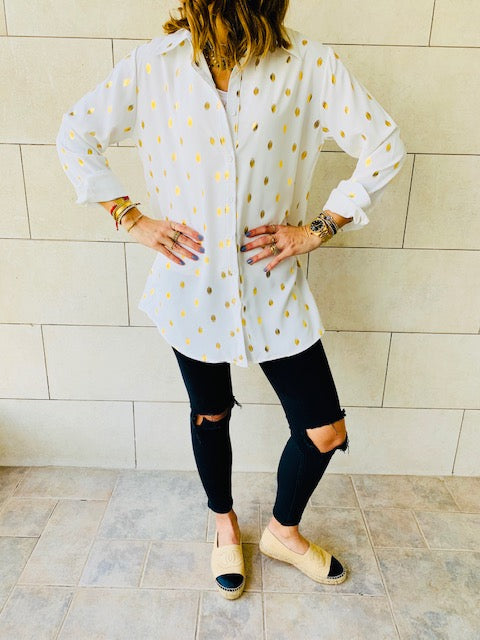 White Gold Leaf Shirt