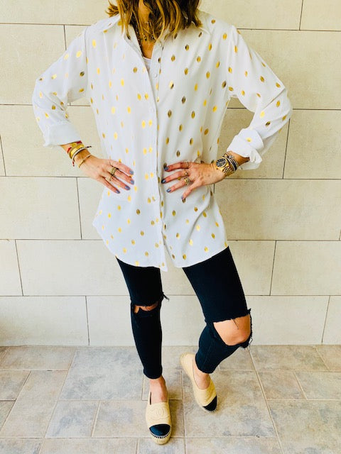 White Gold Leaf Shirt