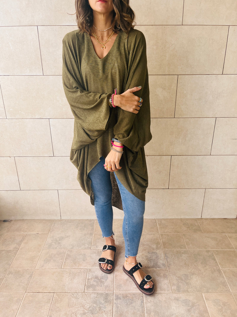 Olive Easy Breezy High Low Shirt