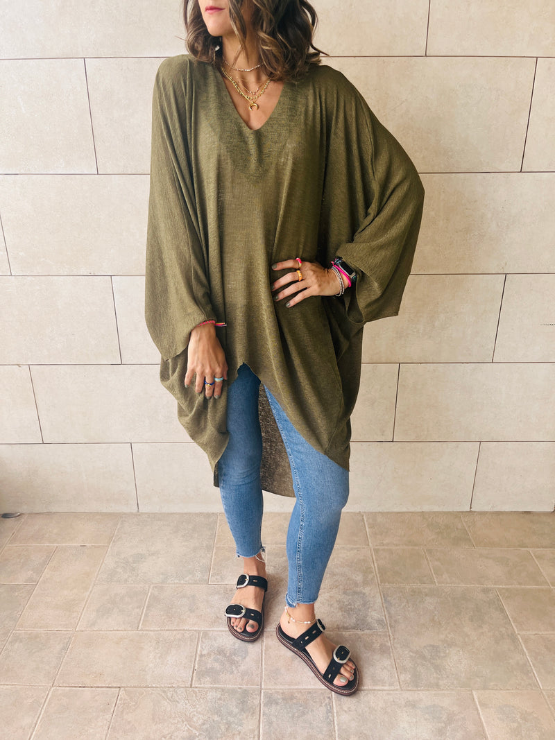 Olive Easy Breezy High Low Shirt