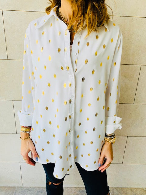 White Gold Leaf Shirt