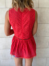 Red Eyelet Broiderie Top