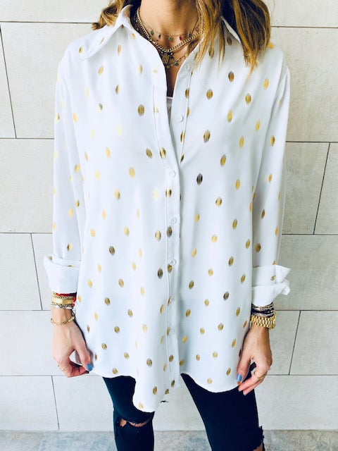 White Gold Leaf Shirt