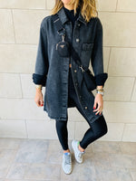 Grey Long Denim Shacket