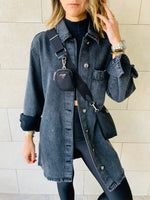 Grey Long Denim Shacket