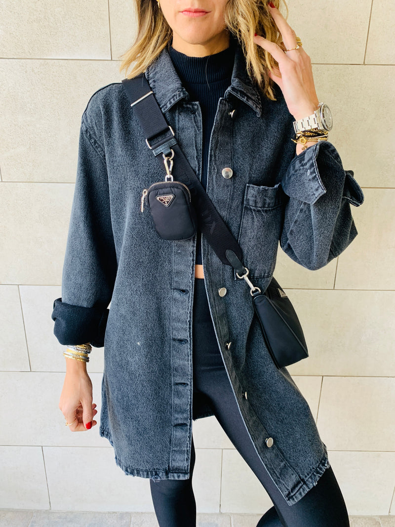 Grey Long Denim Shacket