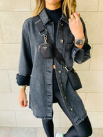 Grey Long Denim Shacket