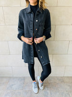 Grey Long Denim Shacket