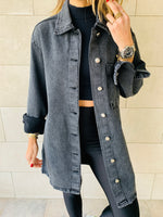Grey Long Denim Shacket
