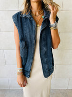 Grey Biker Denim Vest