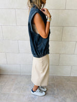 Grey Biker Denim Vest