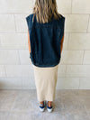 Grey Biker Denim Vest