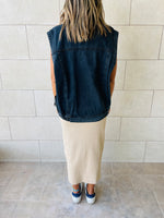 Grey Biker Denim Vest
