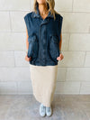 Grey Biker Denim Vest