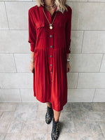 Burgundy Aria Plisse Dress