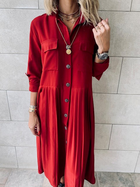 Burgundy Aria Plisse Dress