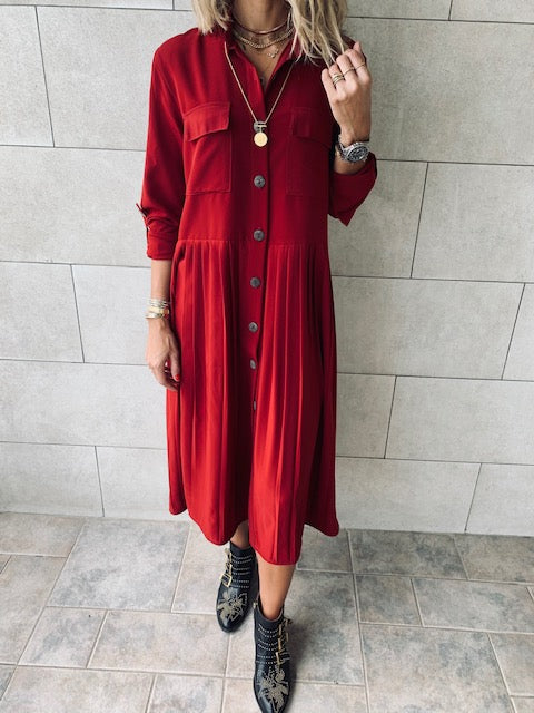 Burgundy Aria Plisse Dress