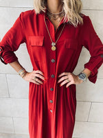 Burgundy Aria Plisse Dress