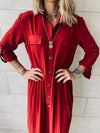 Burgundy Aria Plisse Dress