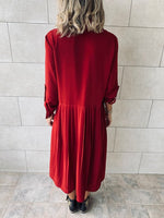 Burgundy Aria Plisse Dress