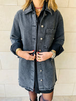 Grey Long Denim Shacket