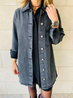 Grey Long Denim Shacket