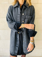Grey Long Denim Shacket