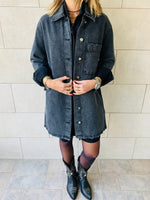 Grey Long Denim Shacket