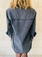 Grey Long Denim Shacket