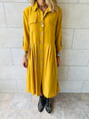 Mustard Aria Plisse Dress