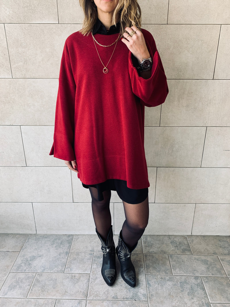 Burgundy Warm Me Up Knit Pullover