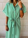 Green Pinstripe Shirt Dress