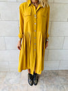 Mustard Aria Plisse Dress