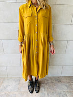 Mustard Aria Plisse Dress