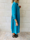 Turquoise Aria Plisse Dress