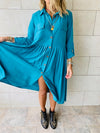 Turquoise Aria Plisse Dress