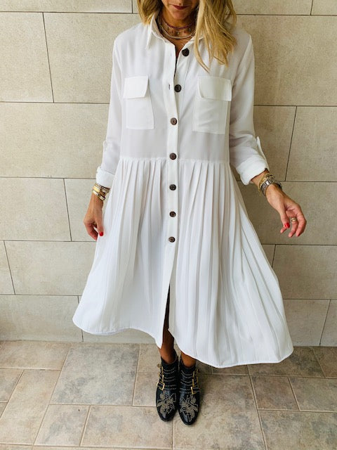 White Aria Plisse Dress